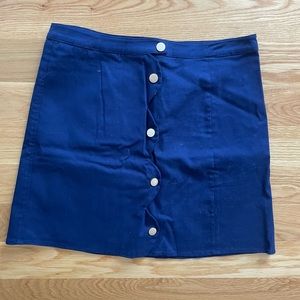 Navy Blue Button Down Dark Blue Skirt-NWOT